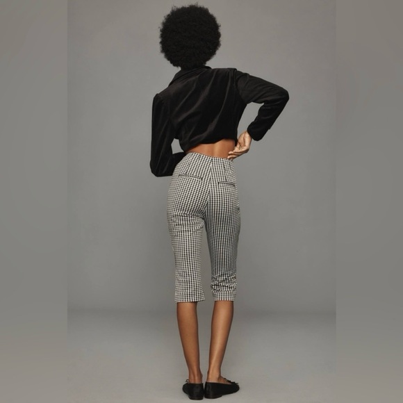 Maeve Anthropologie Black and White Gingham Stretch Capris - Picture 2 of 5